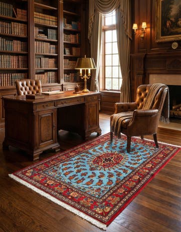 3' 6 x 5' Hand Knotted Qom Persian Rug