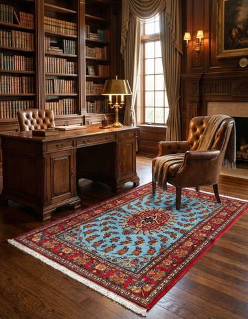 3' 6 x 5' Hand Knotted Qom Persian Rug