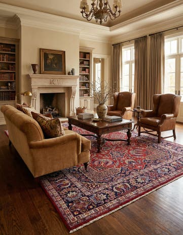 9' 7 x 13' Hand Knotted Isfahan Persian Wool Rug