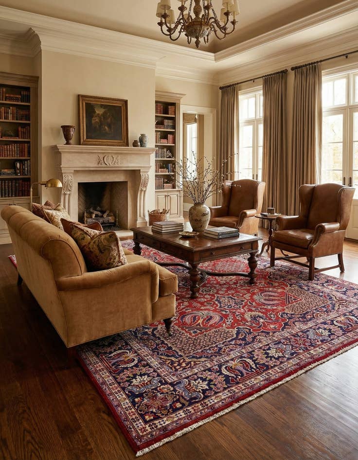 Detail image of 9' 7 x 13'  Hand Knotted Isfahan Persian Wool Rug