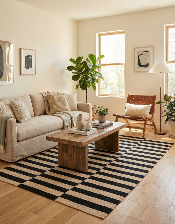 Detail image of 4' 2 x 5' 9  Hand Woven Kilim Modern Wool Rug