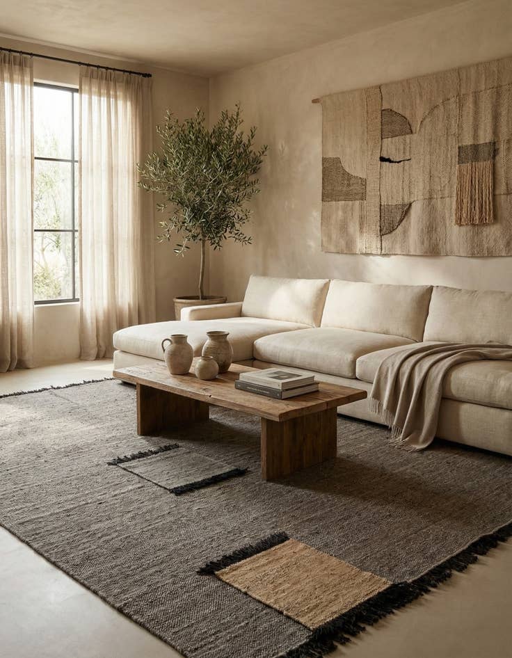 Detail image of  9' x 9' 7  Hand Knotted Handweb Wool Rug