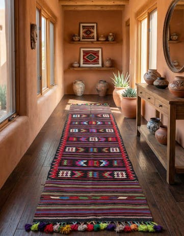 3' x 12' 7 Hand Woven Kilim Fars Wool Runner Rug