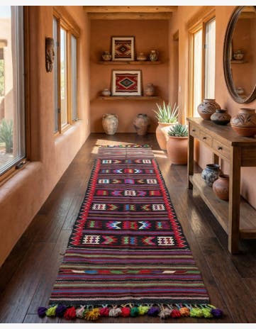 3' x 12' 7 Hand Woven Kilim Fars Wool Runner Rug