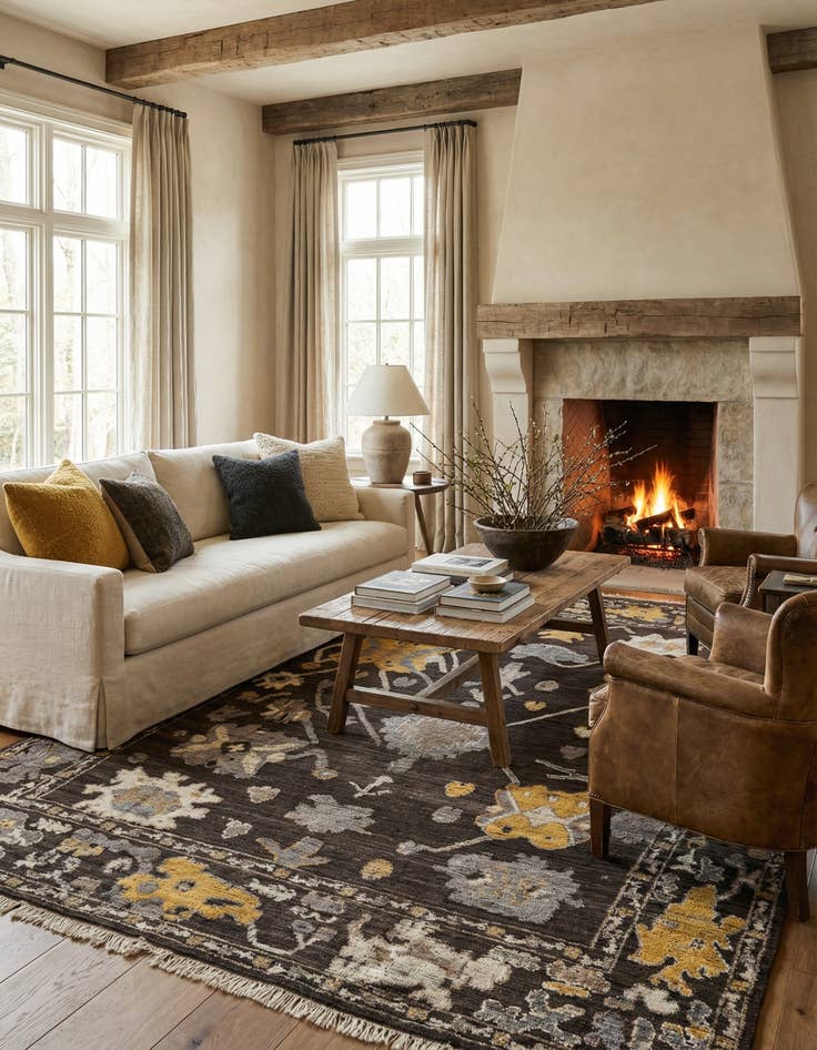 Detail image of 10' x 14' 10  Hand Knotted Oushak Wool Rug