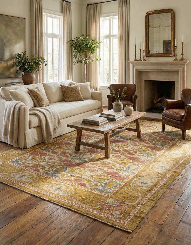 Detail image of 9' 7 x 14' 9  Hand Knotted Oushak Wool Rug