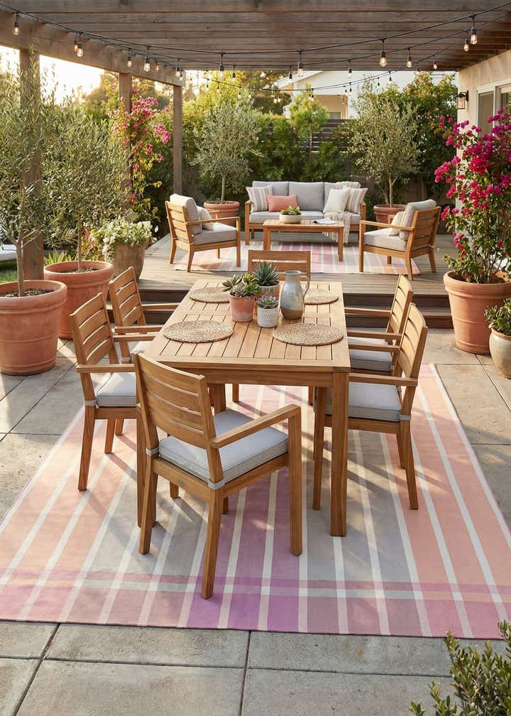9' x 12' Easy-Clean Striped Indoor / Outdoor Rug