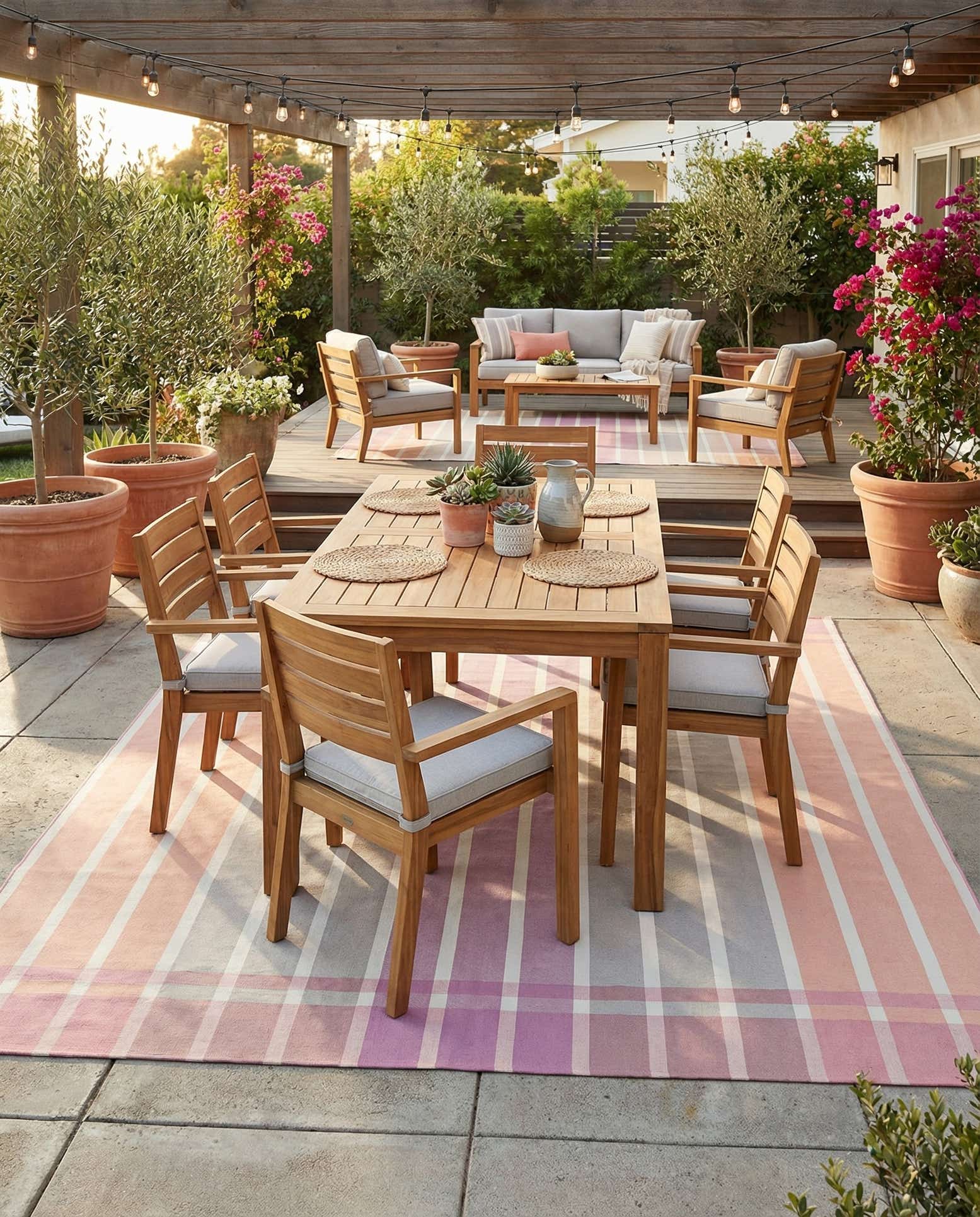 9' x 12' Easy-Clean Striped Indoor / Outdoor Rug