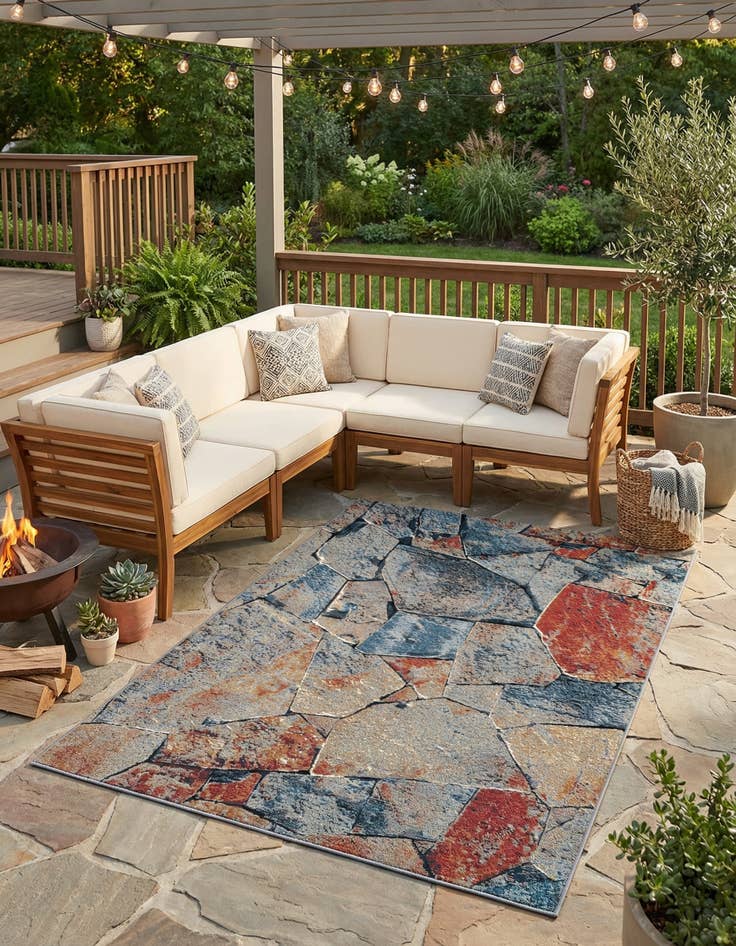 Detail image of 5' x 8'  Washable Modern Indoor / Outdoor Rug