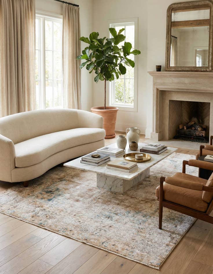 Detail image of 5' 9 x 8' 2  Hand Knotted Ultra Vintage Persian Wool Rug