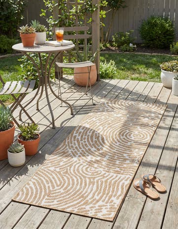 Taupe Easy-Clean Modern Indoor / Outdoor Runner Rug