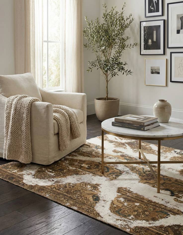 Detail image of 3' 4 x 3' 5  Hand Knotted Ultra Vintage Persian Wool Square Rug