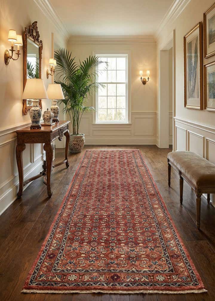 3' 8 x 10' 6 Hand Knotted Farahan Persian Wool Runner Rug
