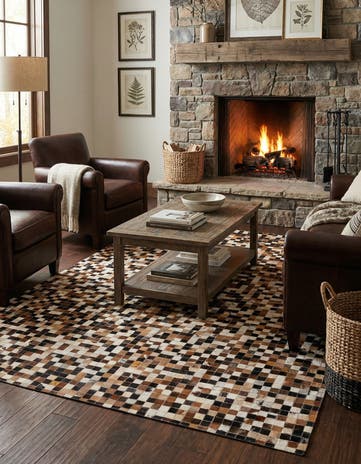 5' 5 x 7' 7 Cowhide Stocks Rug