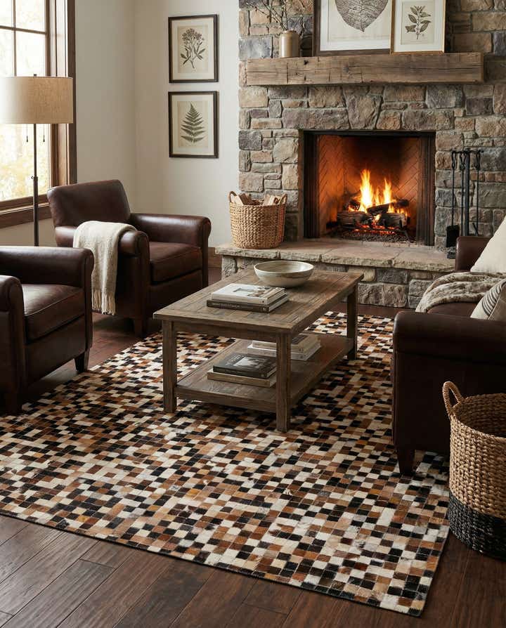 5' 5 x 7' 7 Cowhide Stocks Rug