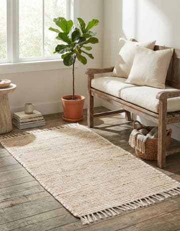 3' 3 x 5' 1 Hand Woven Chindi Jute Rug