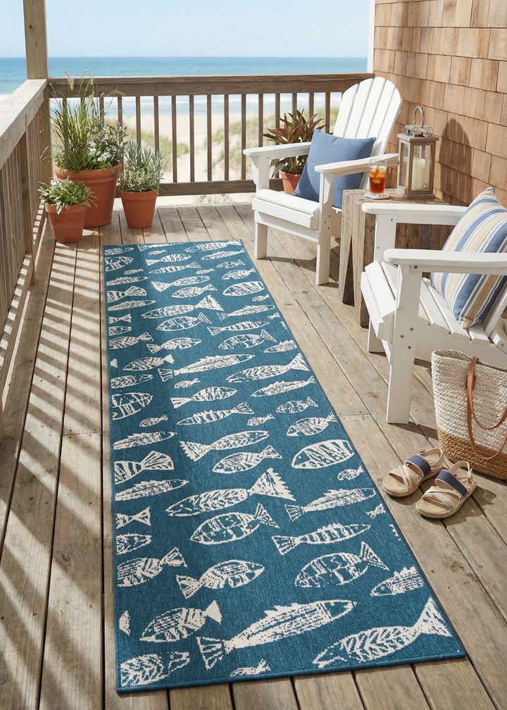 2' 7 x 10' Easy-Clean Coastal Indoor / Outdoor Runner Rug