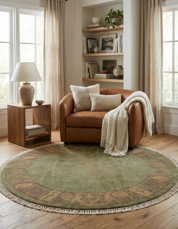 Detail image of  7' 2 x 7' 3  Hand Knotted Nepal Wool Round Rug