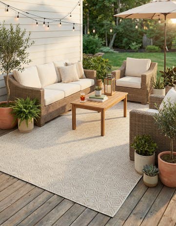 7' 10 x 11' Easy-Clean Lattice Indoor / Outdoor Rug