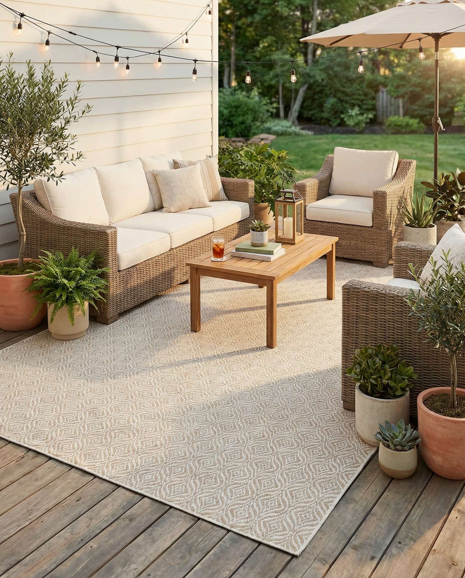 7' 10 x 11' Easy-Clean Trellis Indoor / Outdoor Rug