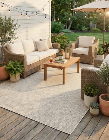 7' 10 x 11' Easy-Clean Lattice Indoor / Outdoor Rug