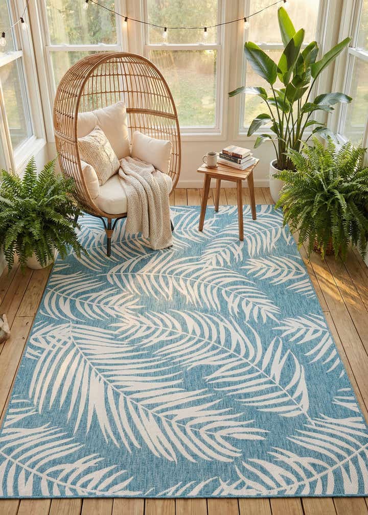 9' x 12' Easy-Clean Botanical Indoor / Outdoor Rug