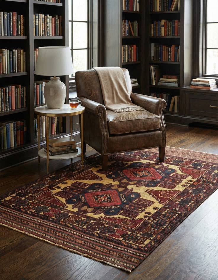 Detail image of 4' 1 x 6' 9  Hand Knotted Sumak Wool Rug