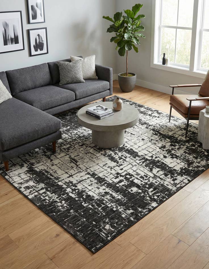 Detail image of  10' x 10'  Washable Modern Indoor / Outdoor Square Rug