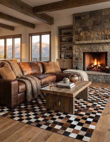 5' x 8' Cowhide Leather Rug