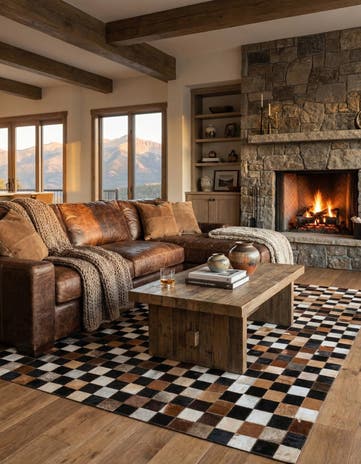 5' x 8' Cowhide Leather Rug