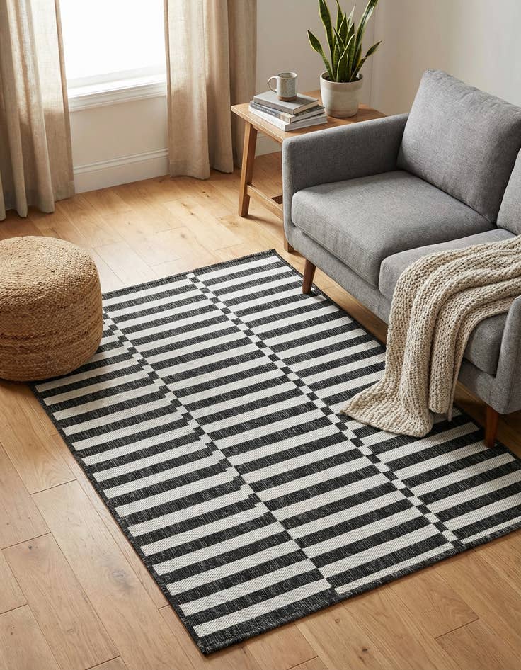 Detail image of 2' x 3'  Washable Striped Indoor / Outdoor Rug