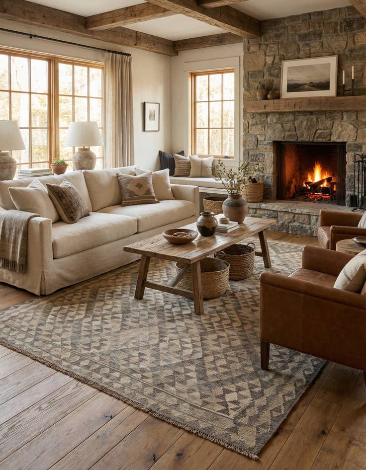 Detail image of  5' 9 x 7' 9  Hand Woven Kilim Maymana Wool Rug