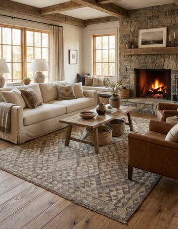 5' 9 x 7' 9 Hand Woven Kilim Maymana Wool Rug