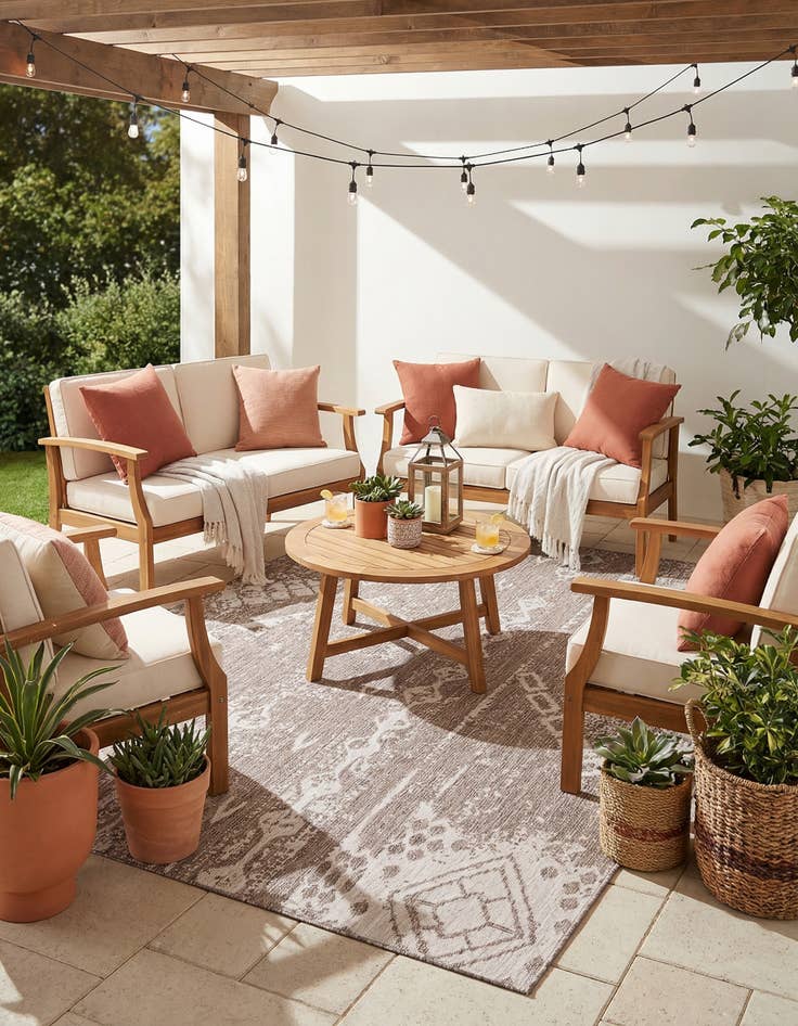 Detail image of 7' x 10' Easy-Clean Bohemian Indoor / Outdoor Rug