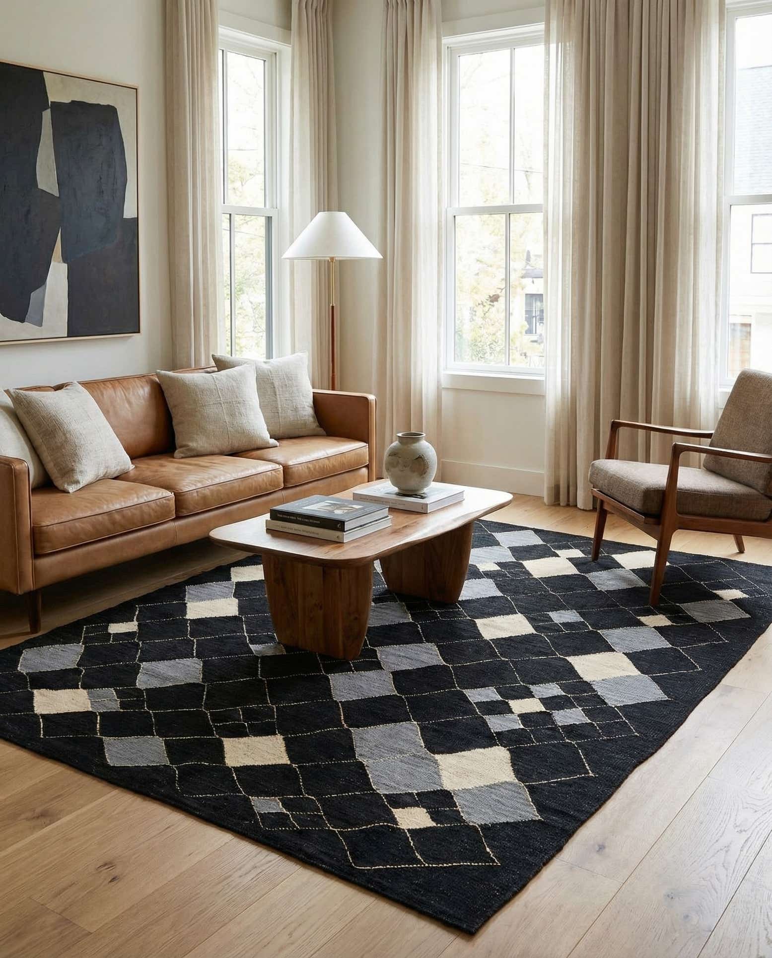 5' 1 x 6' 6 Hand Woven Kilim Modern Wool Rug