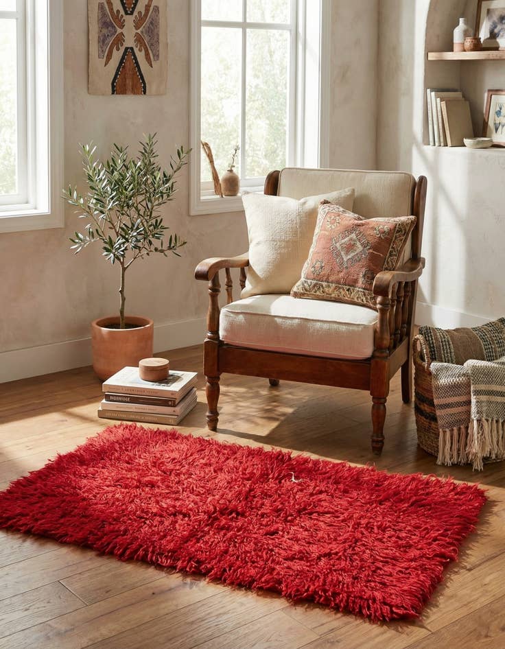 Detail image of 2' x 4' 2  Hand Knotted Moroccan Wool Rug