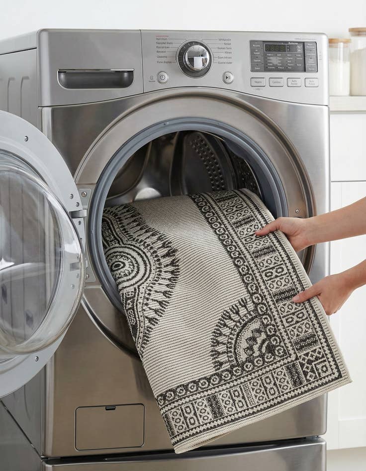 Detail image of 4' x 6'  Washable Traditional Indoor / Outdoor Rug