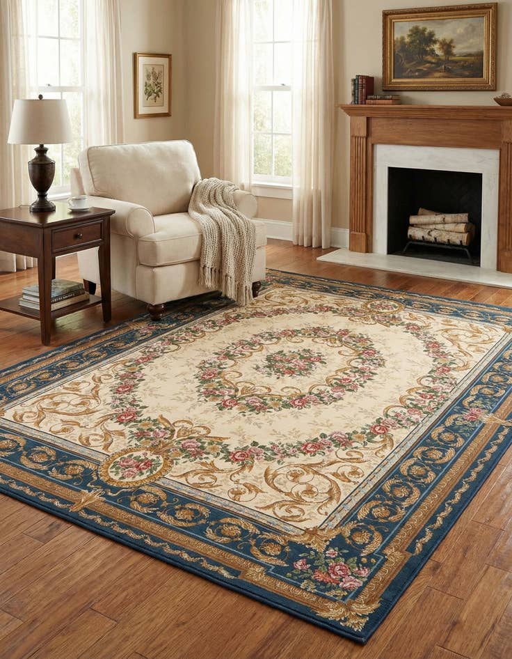 Detail image of 7' 10 x 10'  Washable Traditional Indoor / Outdoor Rug