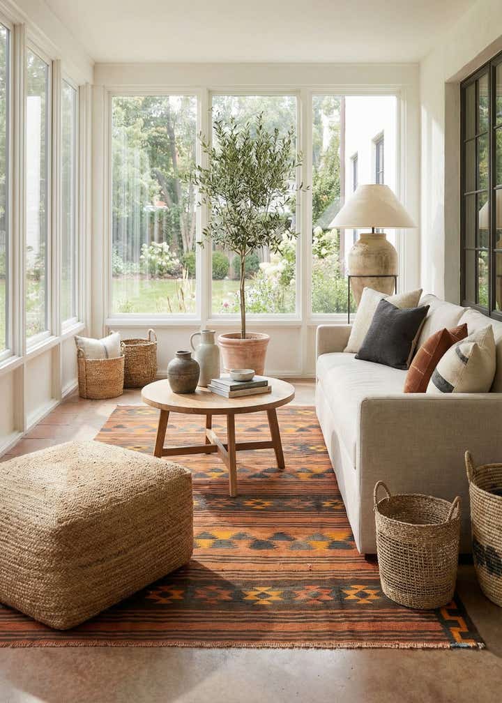 4' 5 x 8' 5 Hand Woven Kilim Fars Wool Rug