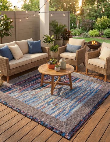 Easy-Clean Modern Indoor / Outdoor Square Rug