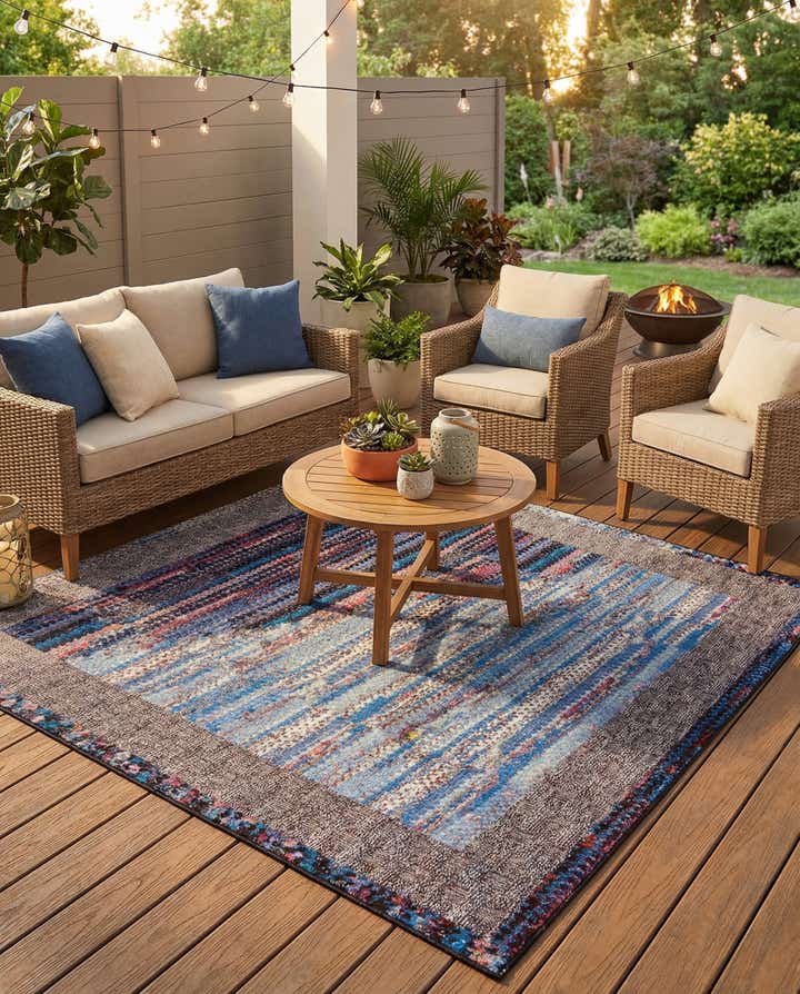 7' 10 x 7' 10 Easy-Clean Modern Indoor / Outdoor Square Rug