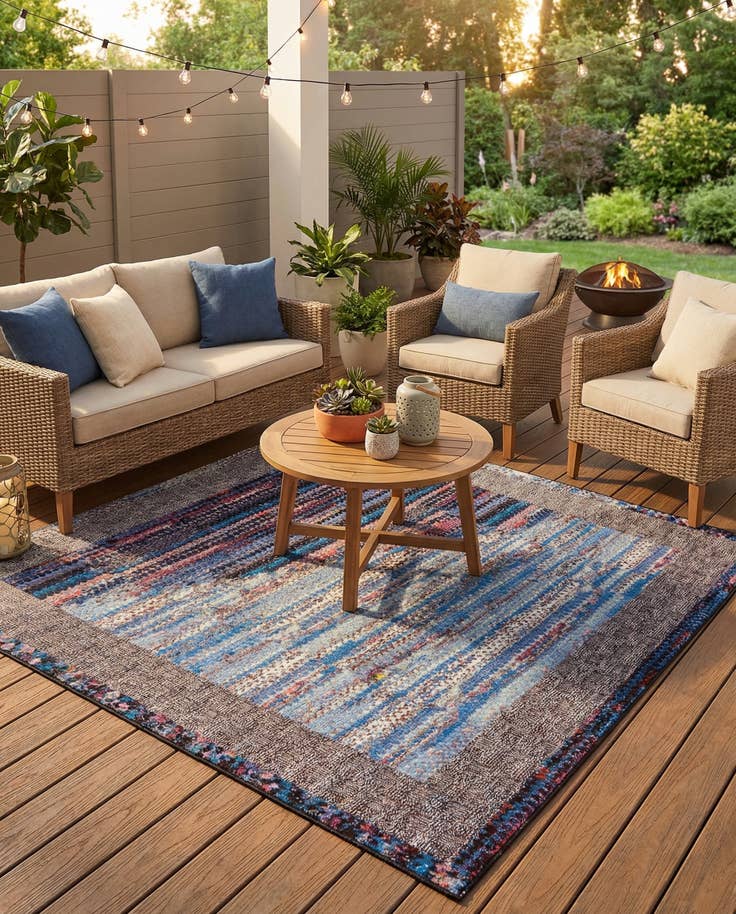 Detail image of 7' 10 x 7' 10 Easy-Clean Modern Indoor / Outdoor Square Rug
