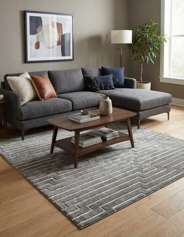 Gray and Silver Vogue Geo Square Rug