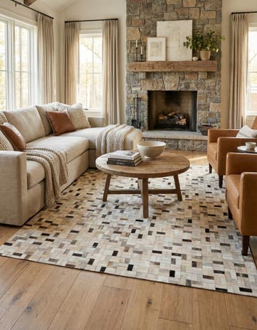 5' 3 x 7' 5 Cowhide Stocks Rug