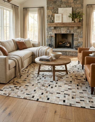 5' 3 x 7' 5 Cowhide Stocks Rug