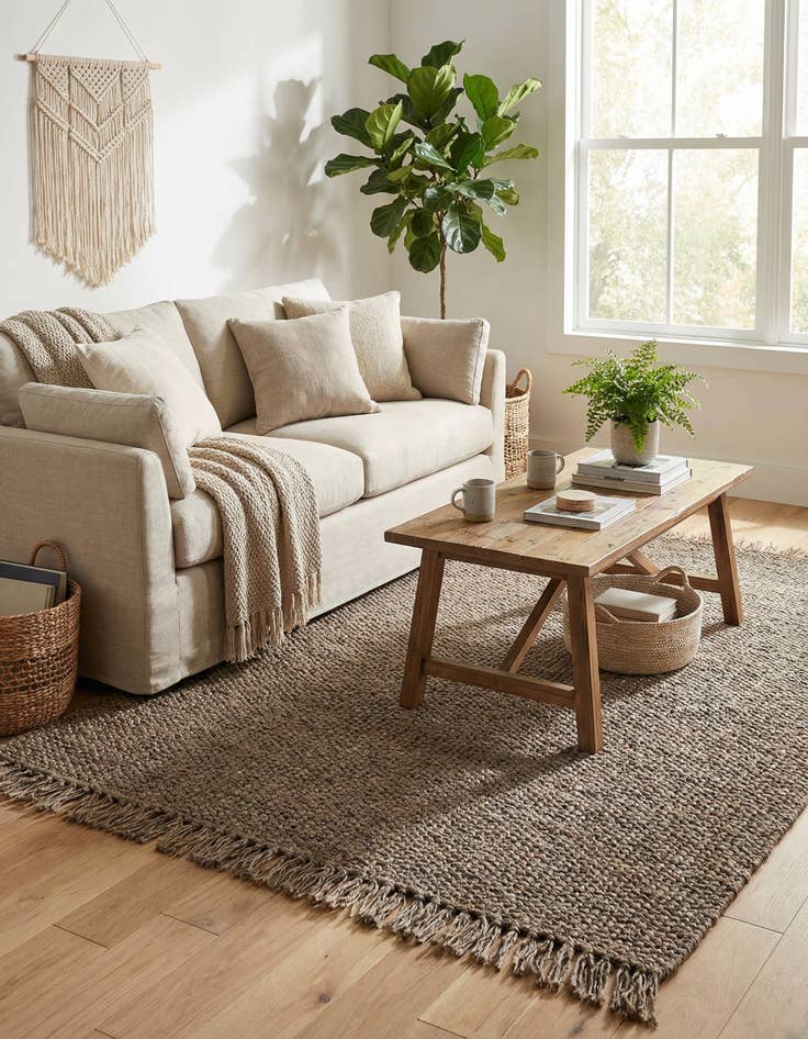 Detail image of  6' 1 x 9'  Hand Woven Chunky Jute Rug