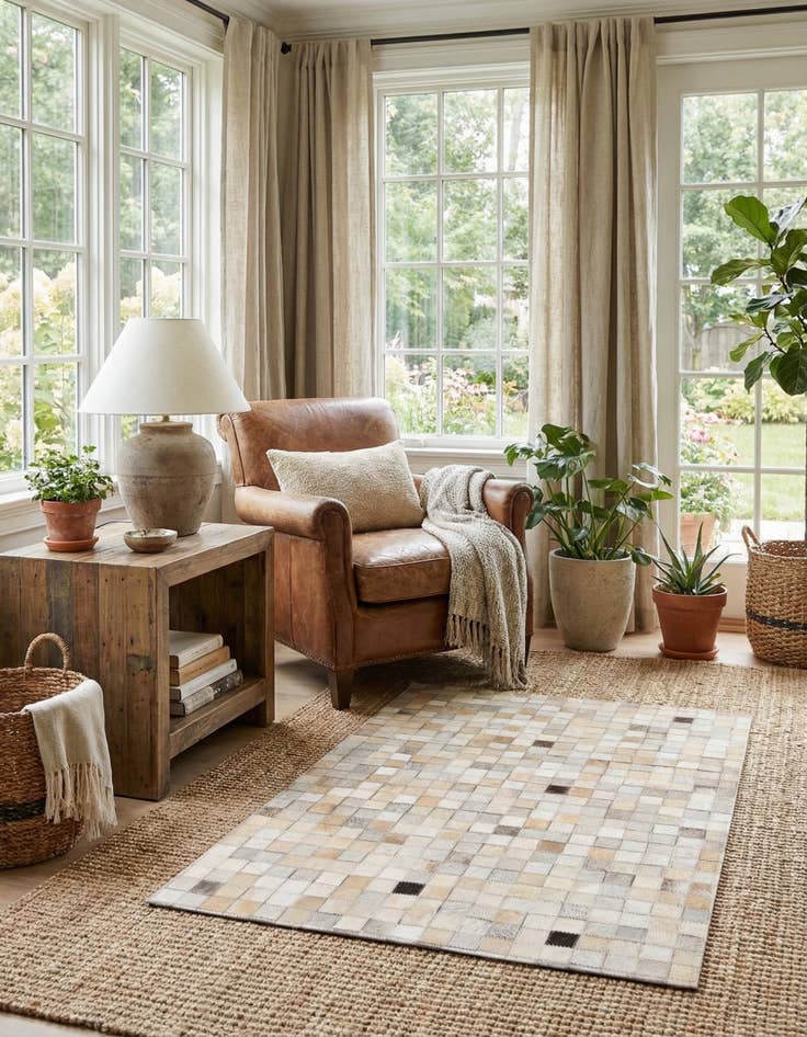 Detail image of 2' x 3' Cowhide Leather Rug