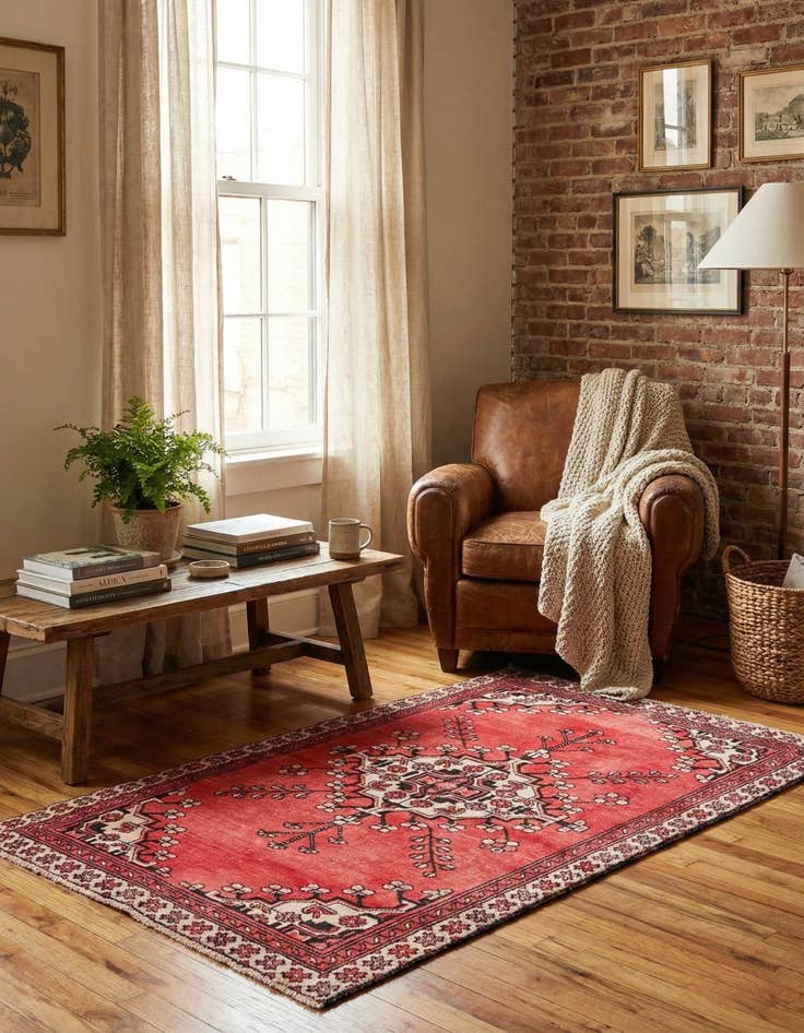 Detail image of 3' 7 x 6'  Hand Knotted Ultra Vintage Persian Wool Rug