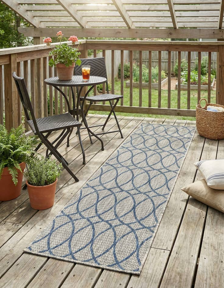 Detail image of 2' x 6'  Washable Trellis Indoor / Outdoor Runner Rug