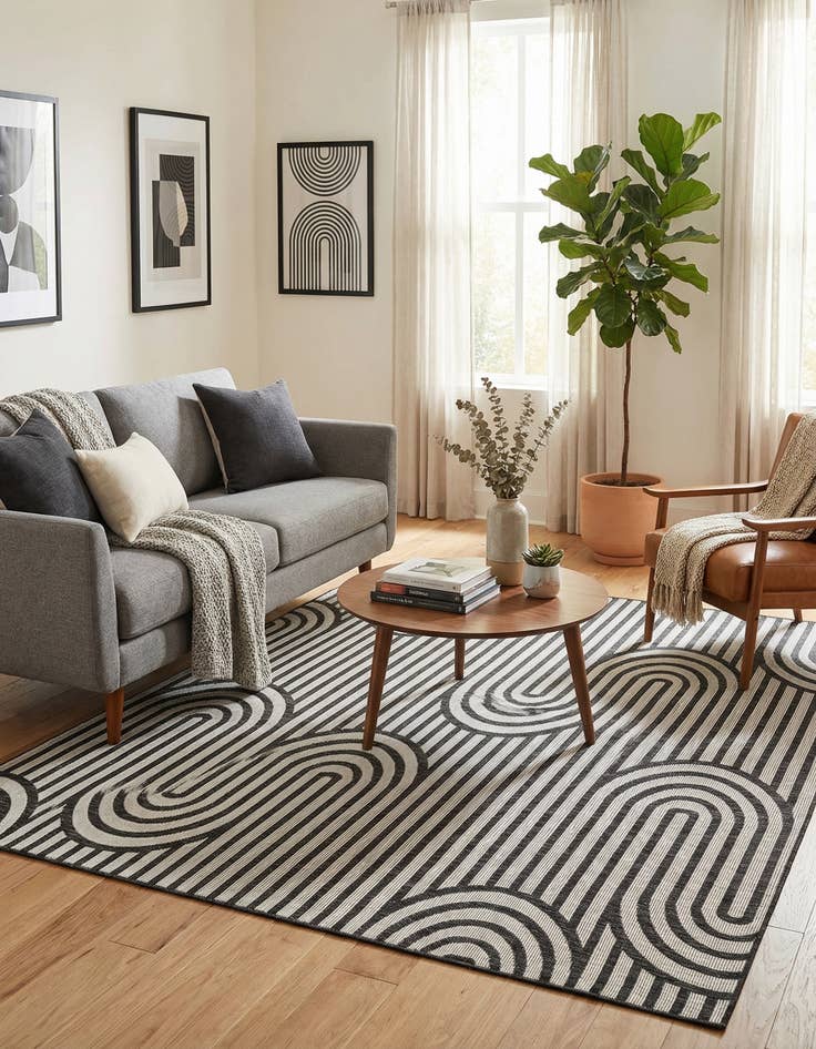 Detail image of 7' 10 x 7' 10 Easy-Clean Modern Indoor / Outdoor Square Rug